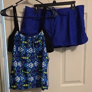 Stylish Blue Geometric Bikini Set